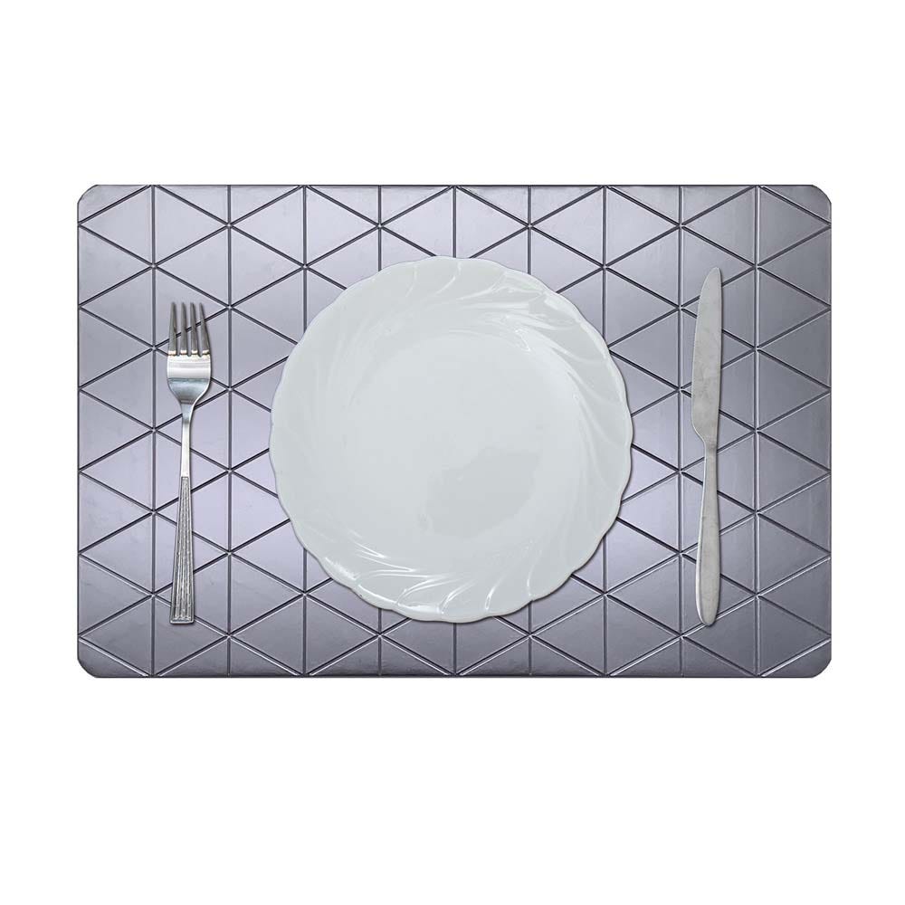 Glamour Embossed Vintage Aluminium Placemat Silver 43.5x28.5Cm Ea_Ea_30031
