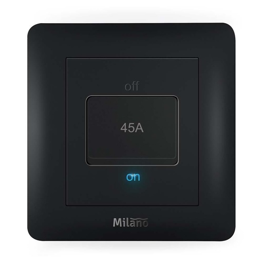 [ELE-Dan-01972] MILANO 45A DP Switch with LED Indicator MBLK PS